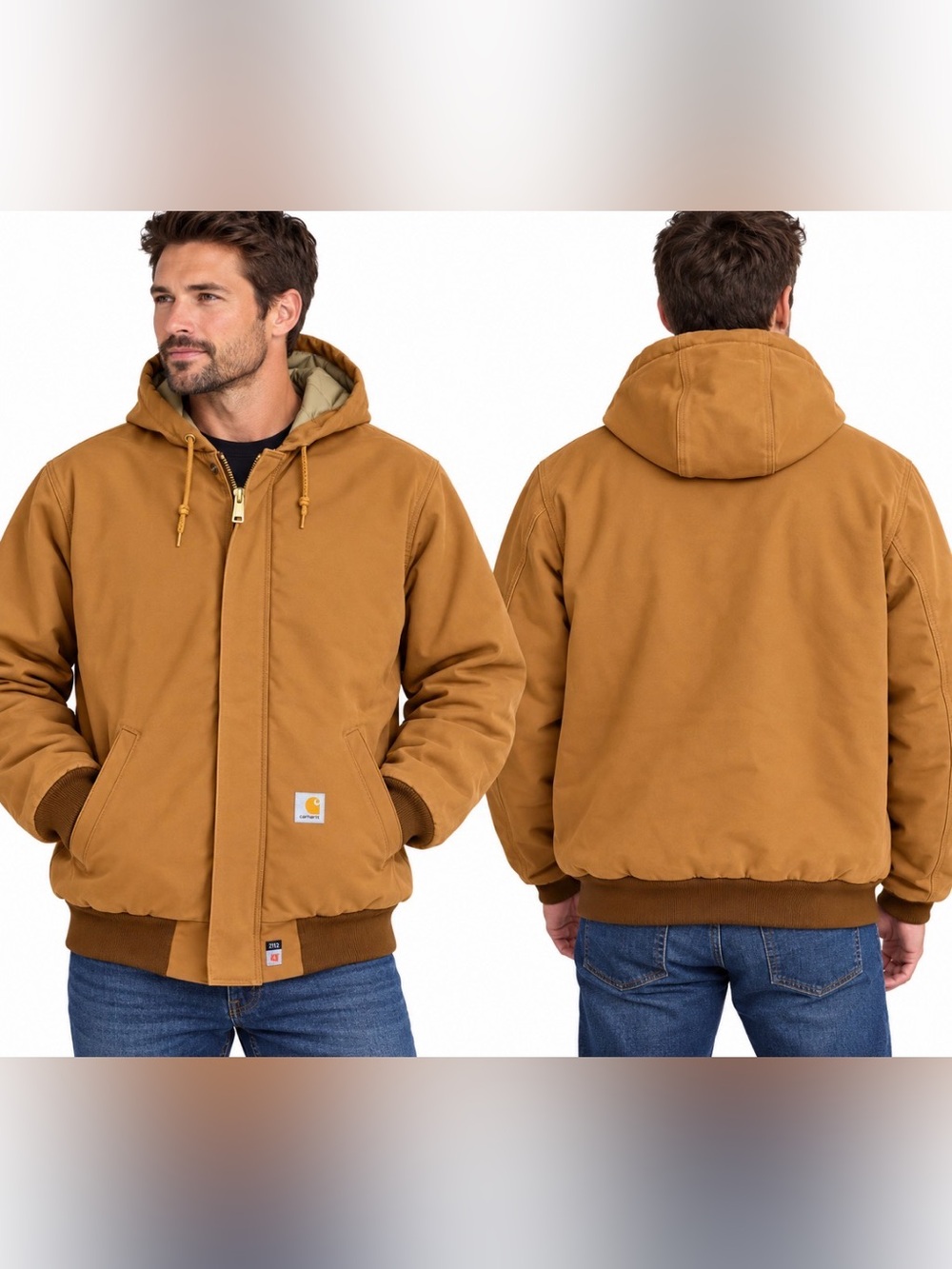 Carhartt Men’s Tan Hooded Work Puffer Jacket